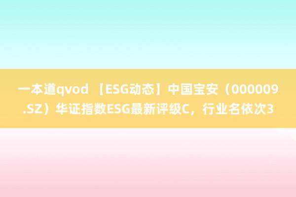 一本道qvod 【ESG动态】中国宝安（000009.SZ）华证指数ESG最新评级C，行业名依次3