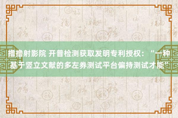 撸撸射影院 开普检测获取发明专利授权：“一种基于竖立文献的多左券测试平台偏持测试才能”