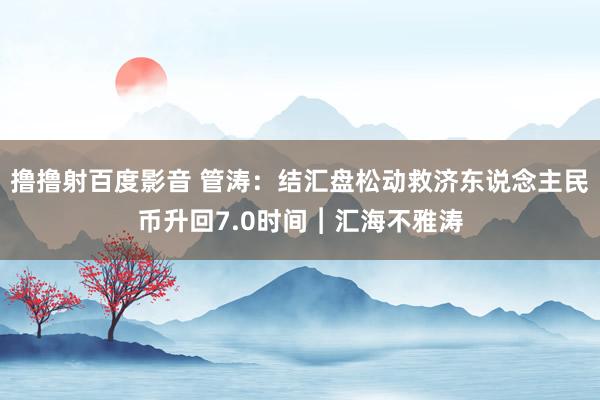 撸撸射百度影音 管涛：结汇盘松动救济东说念主民币升回7.0时间︱汇海不雅涛