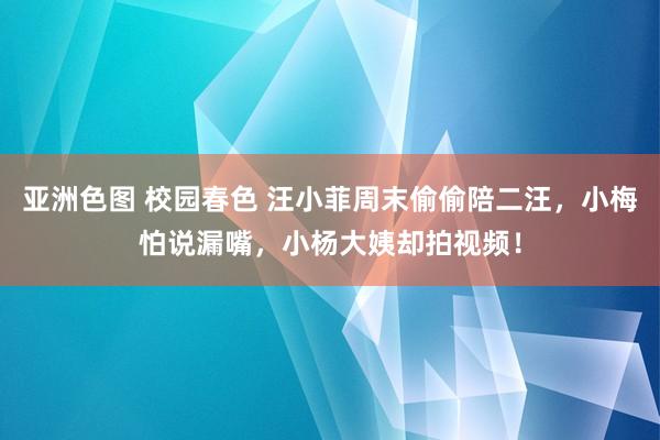 亚洲色图 校园春色 汪小菲周末偷偷陪二汪，小梅怕说漏嘴，小杨大姨却拍视频！