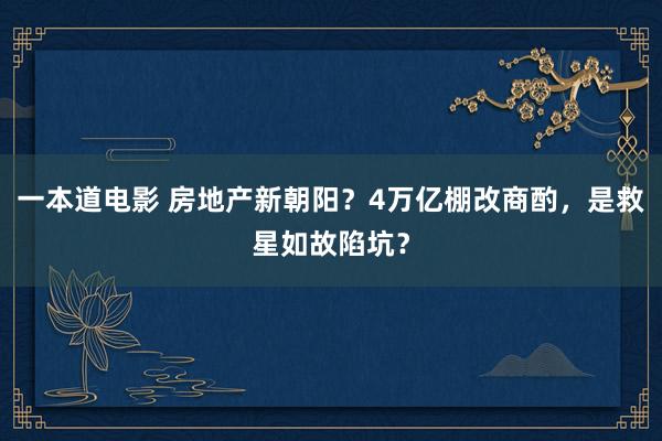 一本道电影 房地产新朝阳？4万亿棚改商酌，是救星如故陷坑？