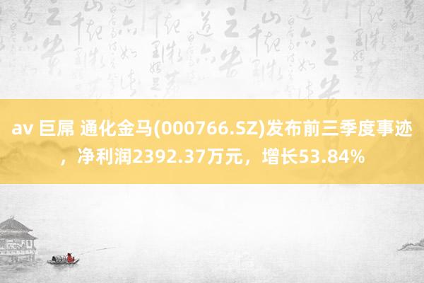 av 巨屌 通化金马(000766.SZ)发布前三季度事迹，净利润2392.37万元，增长53.84%