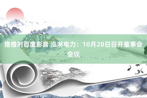 撸撸射百度影音 泓淋电力：10月28日召开董事会会议