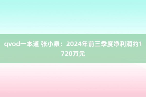 qvod一本道 张小泉：2024年前三季度净利润约1720万元