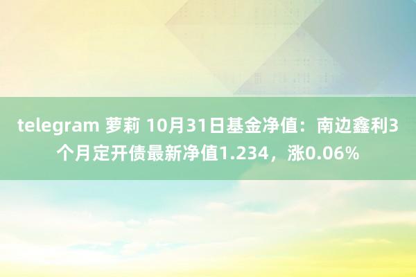 telegram 萝莉 10月31日基金净值：南边鑫利3个月定开债最新净值1.234，涨0.06%