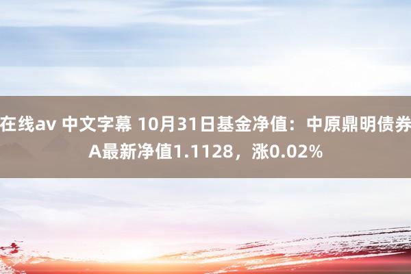 在线av 中文字幕 10月31日基金净值：中原鼎明债券A最新净值1.1128，涨0.02%