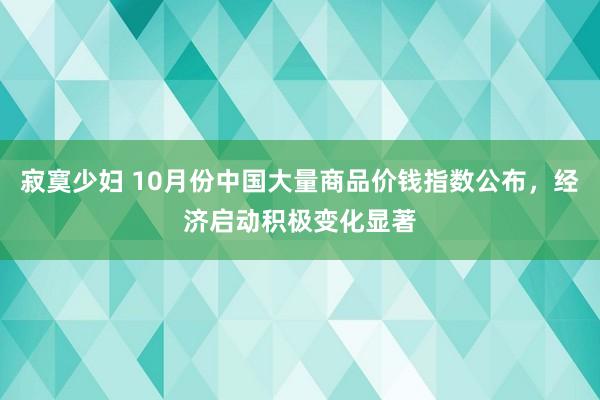 寂寞少妇 10月份中国大量商品价钱指数公布，经济启动积极变化显著