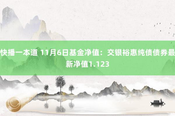 快播一本道 11月6日基金净值：交银裕惠纯债债券最新净值1.123