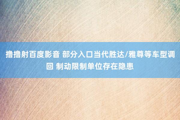 撸撸射百度影音 部分入口当代胜达/雅尊等车型调回 制动限制单位存在隐患