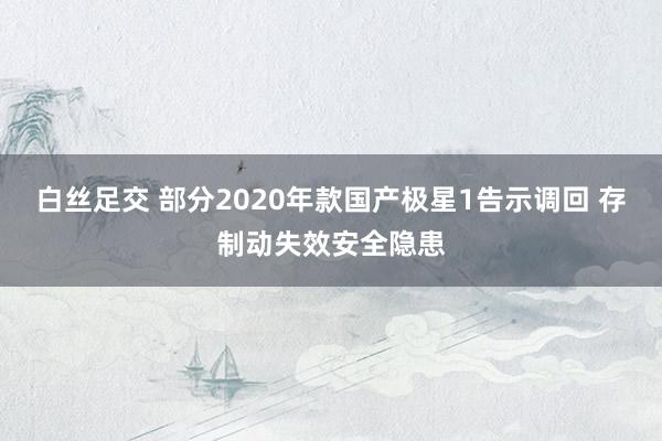 白丝足交 部分2020年款国产极星1告示调回 存制动失效安全隐患