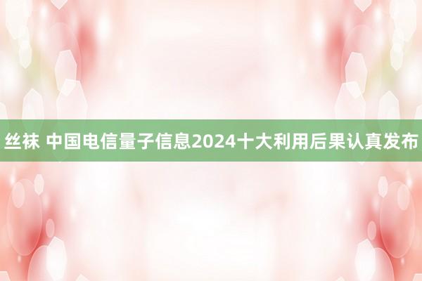 丝袜 中国电信量子信息2024十大利用后果认真发布