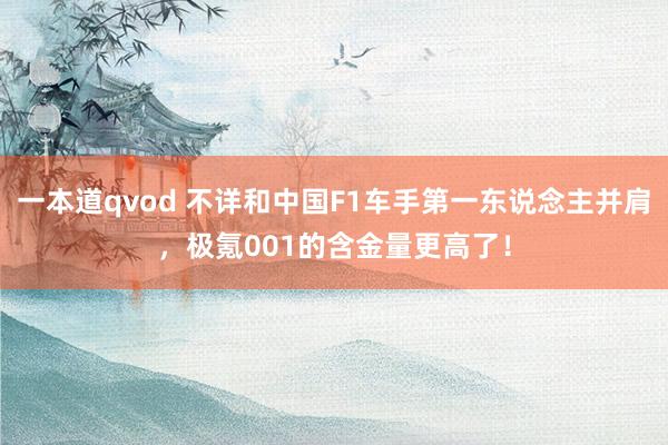 一本道qvod 不详和中国F1车手第一东说念主并肩，极氪001的含金量更高了！