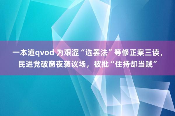 一本道qvod 为艰涩“选罢法”等修正案三读，民进党破窗夜袭议场，被批“住持却当贼”