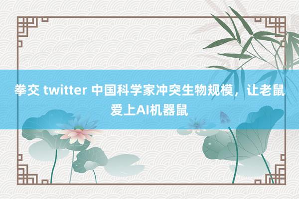 拳交 twitter 中国科学家冲突生物规模，让老鼠爱上AI机器鼠