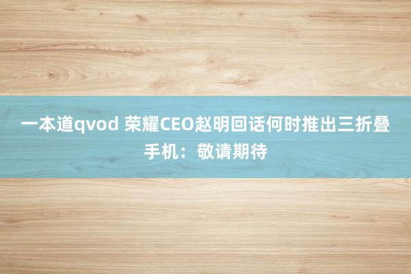 一本道qvod 荣耀CEO赵明回话何时推出三折叠手机：敬请期待