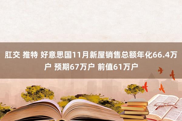 肛交 推特 好意思国11月新屋销售总额年化66.4万户 预期67万户 前值61万户