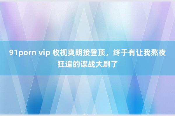 91porn vip 收视爽朗接登顶，终于有让我熬夜狂追的谍战大剧了