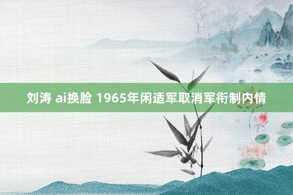 刘涛 ai换脸 1965年闲适军取消军衔制内情