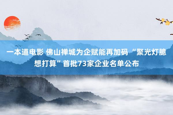 一本道电影 佛山禅城为企赋能再加码 “聚光灯臆想打算”首批73家企业名单公布