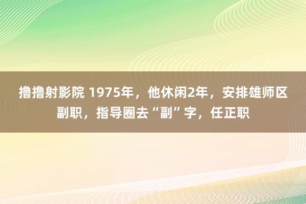 撸撸射影院 1975年，他休闲2年，安排雄师区副职，指导圈去“副”字，任正职