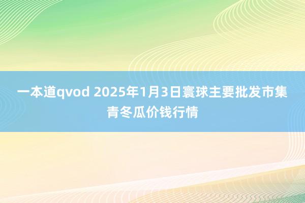 一本道qvod 2025年1月3日寰球主要批发市集青冬瓜价钱行情