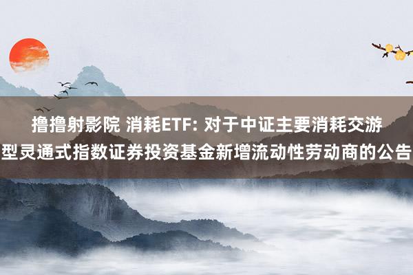 撸撸射影院 消耗ETF: 对于中证主要消耗交游型灵通式指数证券投资基金新增流动性劳动商的公告