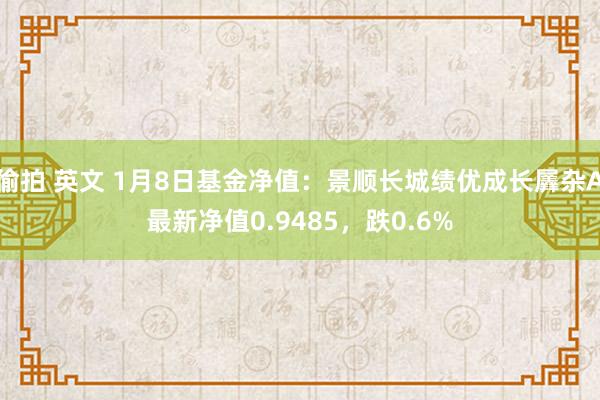 偷拍 英文 1月8日基金净值：景顺长城绩优成长羼杂A最新净值0.9485，跌0.6%