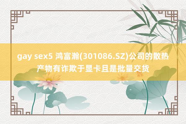 gay sex5 鸿富瀚(301086.SZ)公司的散热产物有诈欺于显卡且是批量交货