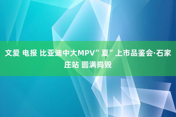 文爱 电报 比亚迪中大MPV”夏”上市品鉴会·石家庄站 圆满捣毁