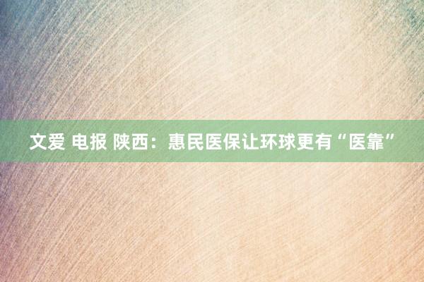 文爱 电报 陕西：惠民医保让环球更有“医靠”