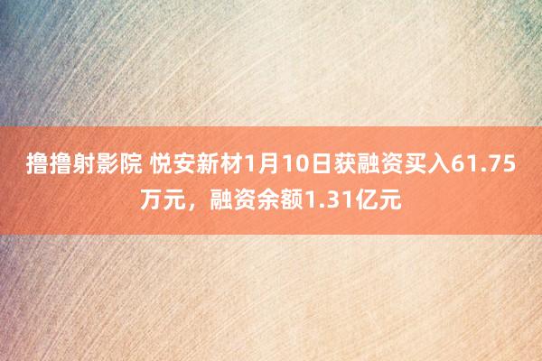 撸撸射影院 悦安新材1月10日获融资买入61.75万元，融资余额1.31亿元