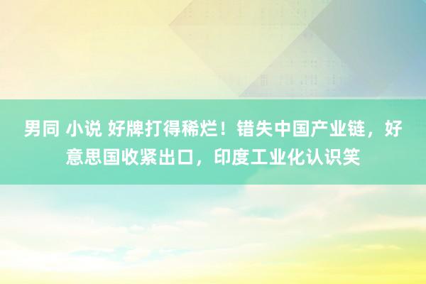 男同 小说 好牌打得稀烂！错失中国产业链，好意思国收紧出口，印度工业化认识笑